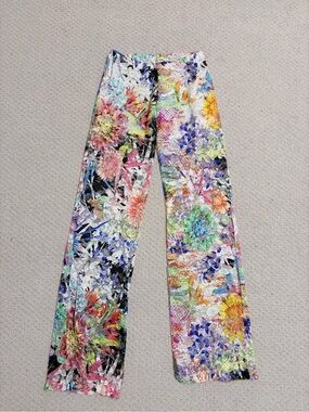 Mascara London Multicolor Floral Lace Wide-Leg Pants Size 38